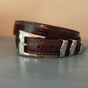 EUC Torino Genuine Ringmark Lizard Brown Belt with Stitched Edge Size 36